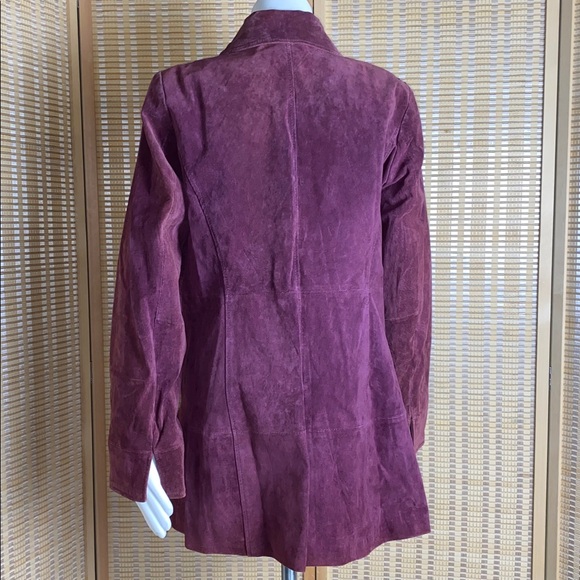 Dennis Basso Washable Suede Turnkey Jacket Animal Print Lining Bordeaux - Picture 5 of 7